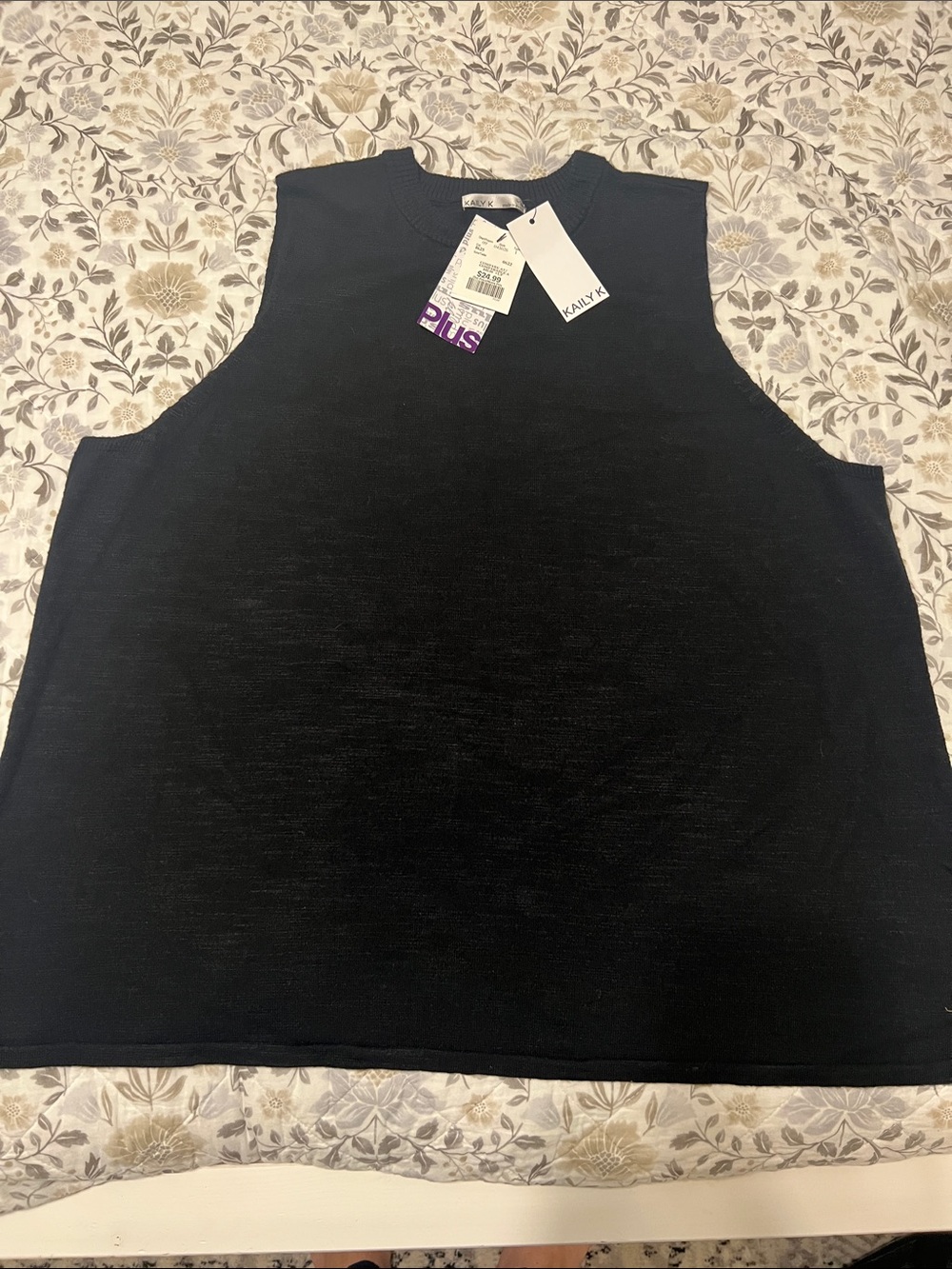 Kaily K Sleeveless Black Knit Top